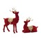 Melrose Set of 2 Flocked Deer Christmas Tabletop Figurines 10"